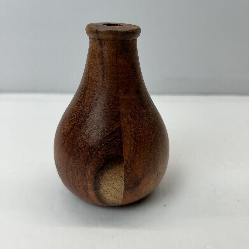 Wooden Bud Vase Flowers Decor India 4.5” Wood Single Stem Art Deco
